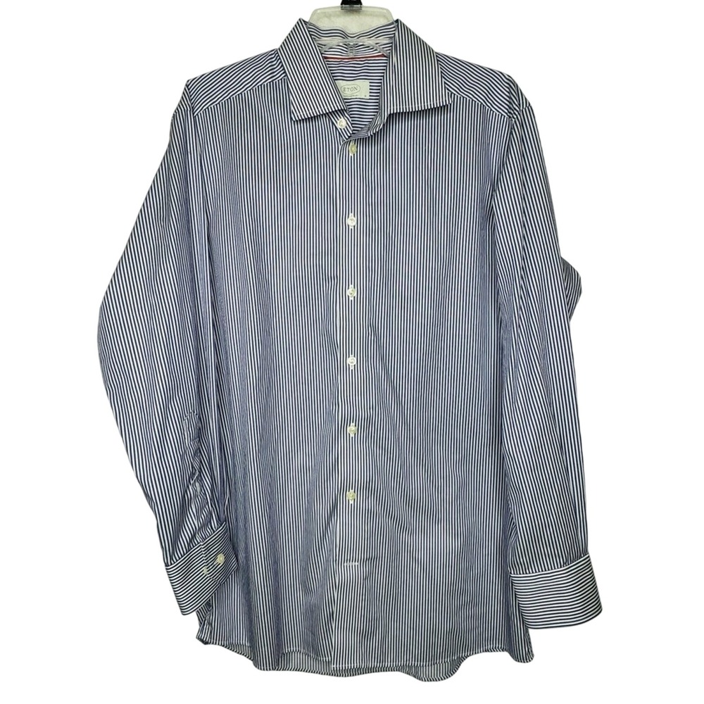Eton Mens Contemporary Blue White Stripe Dress Button Down Shirt‎ 41 16 Office